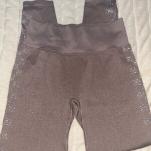 PINK Victoria's Secret Brown and Silver Leggings with High Waistband